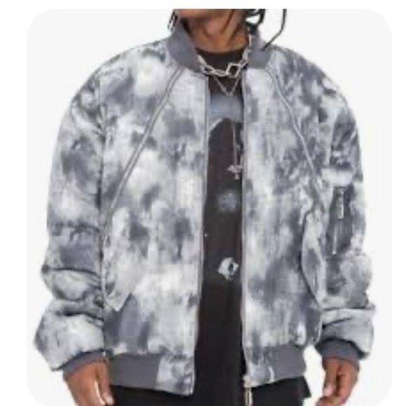 begoing Other - Men’s BEGOING bomber jacket with a gray and black  watercolor pattern size M